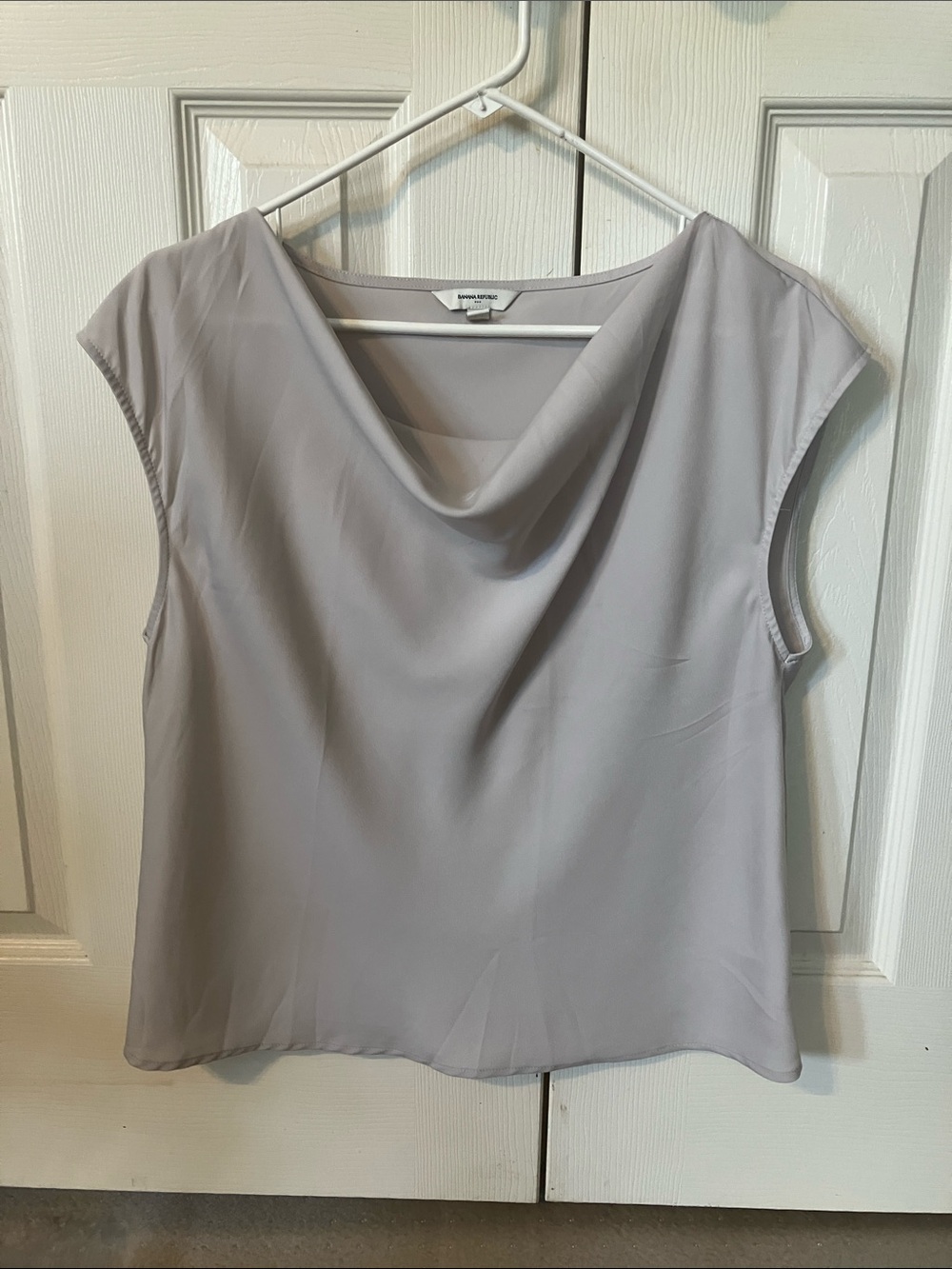 Banana Republic Factory Light Gray Cowl Neck Sleeveless Blouse